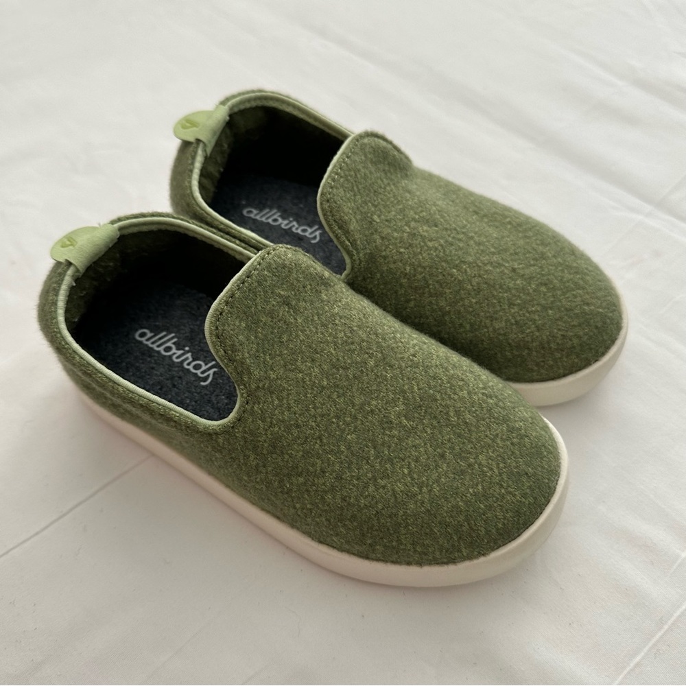 Allbirds Slip On Shoes. ZQ Merino Wool Upper. Color Calm Cargo-Green. Size 11T.